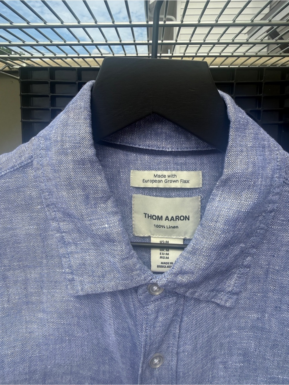 Thom Aaron 100% Linen Short Sleeve Button Up Shirt Blue Men’s Medium